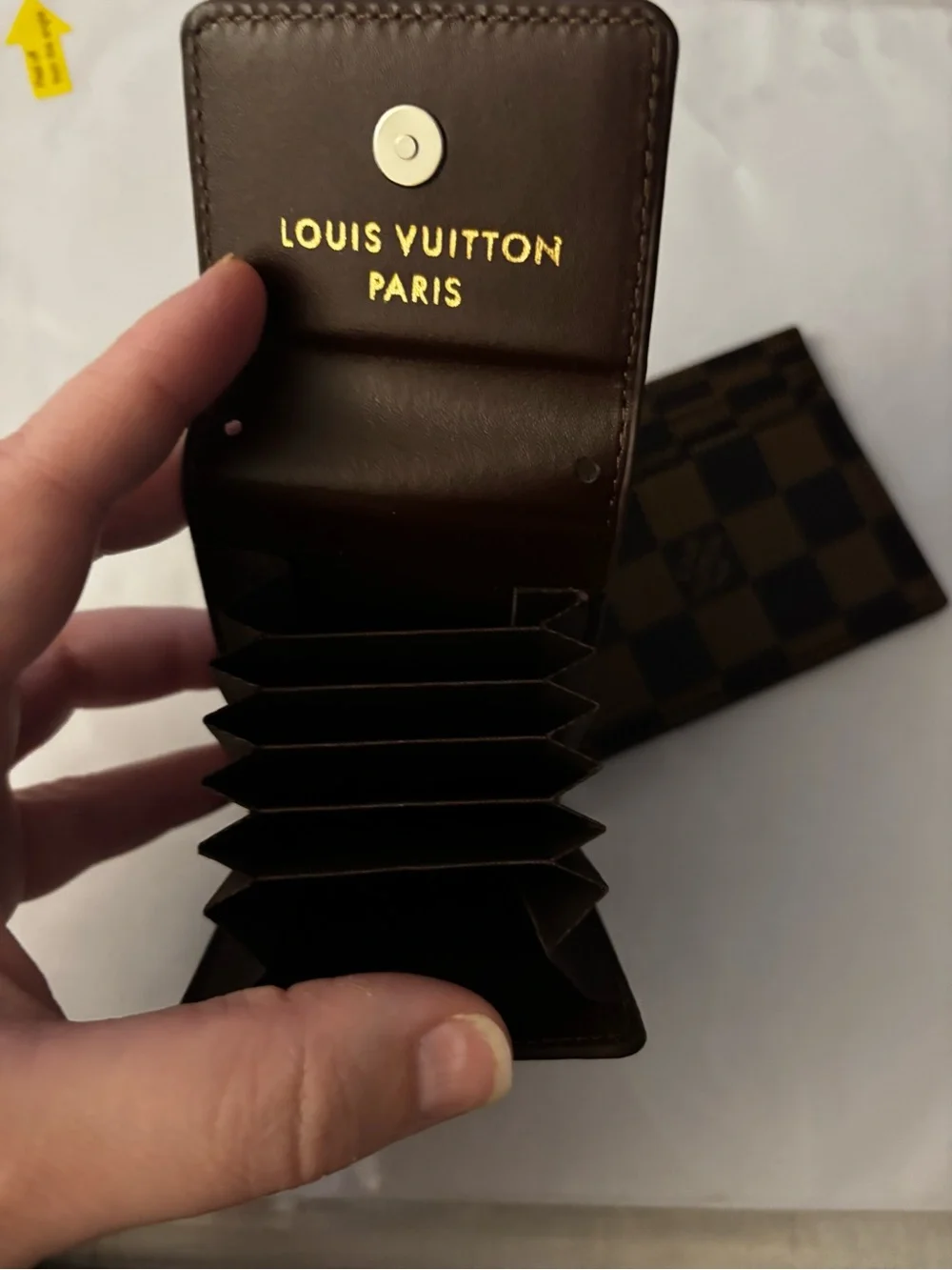 Brand new Set  Damier Card Holder in Brown with Gold LV